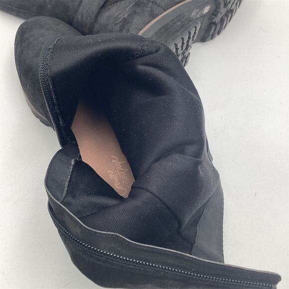 Crown Vintage Women's Black Mid-Calf Boots Size 8M Zip Buckle Detail - Picture 6 of 9